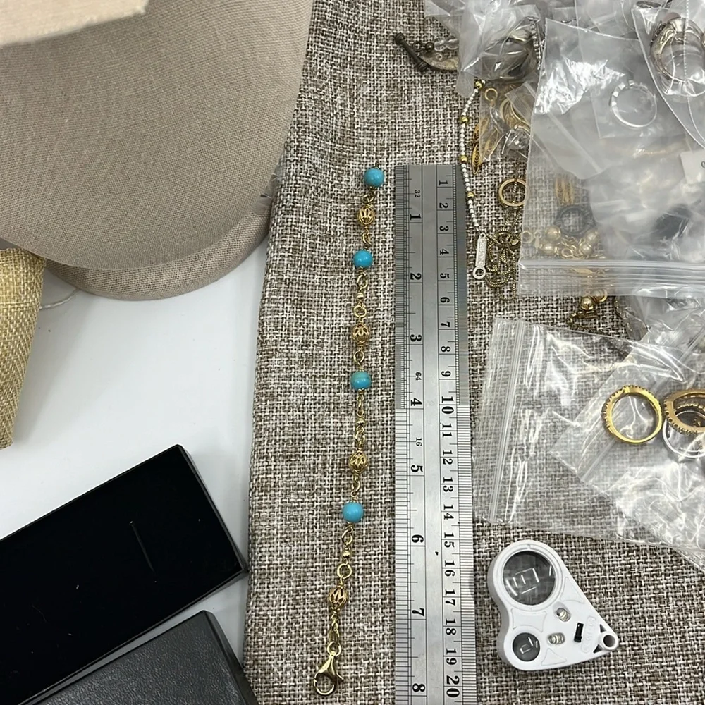 💙 Technibond 18kt Gold & Sterling Silver Turquoise Bracelet - Picture 8 of 13